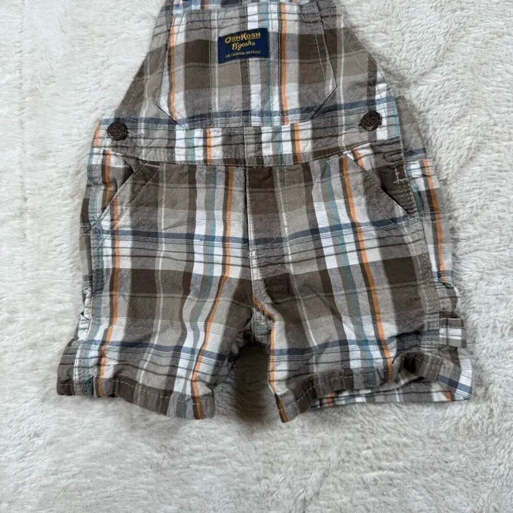 Vintage OshKosh B’Gosh Brown Plaid Boys Overalls